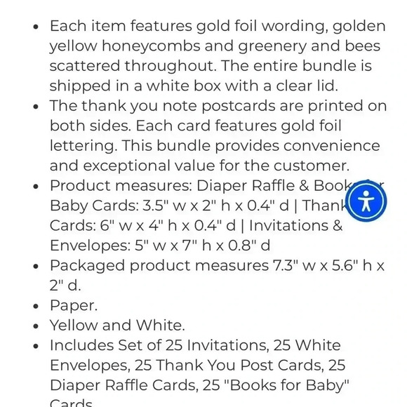 Kate Aspen baby invitation bundle “ Sweet as can Bee”.
Baby shower - Picture 11 of 11